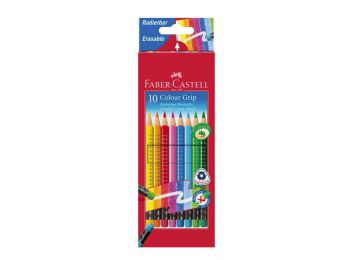Faber-Castell 10 db-os grippes, radíros színes ceruza kés