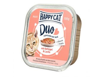 Happy Cat Duo pástétomos falatok szárnyas-lazac macskatáp 100 g