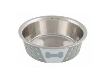 Trixie Tál fém szilikon fedéssel 0,4l/14cm fehér/szürke