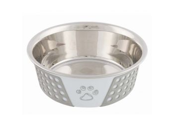Trixie Tál fém szilikon fedéssel 0,75l/17cm fehér/szürk