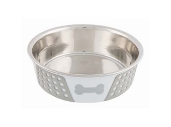 Trixie Tál fém szilikon fedéssel 1,4l/21cm fehér/szürke