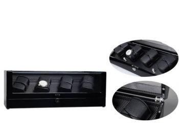 807 Fényes fekete színű fa óraforgató 8 db órához