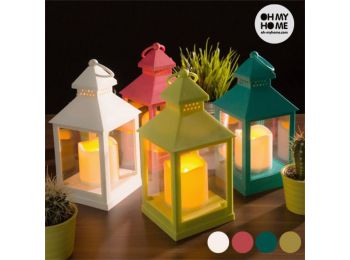 Lámpás LED Gyertyával Pisztácia zöld