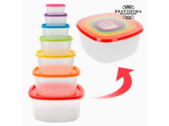 Élelmiszer Tároló Edények Színes Fedéllel (7 darabos)