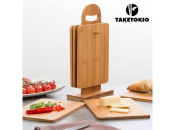 TakeTokio Bambusz Vágódeszka Készlet Állvánnyal (7 dara