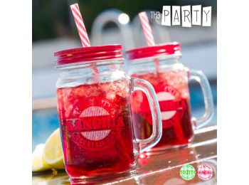 Th3 Party Cocktail Bár Befőttesüveg Fedéllel és Szívó