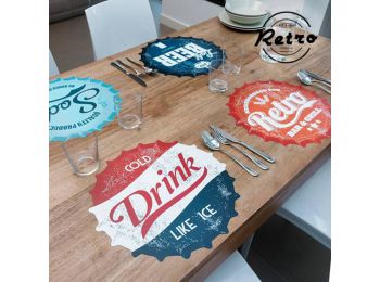 Retro Asztalterítő - Üdítős kupak mintázat