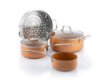 InnovaGoods Copper-Effect Konyhai Edények Gőzölővel (6 d