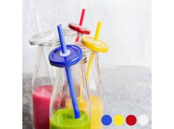 Üveg Fedéllel és Szívószálal (320 ml) 145495 Szín  K