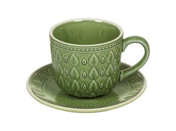 Csésze Tányérral Natural (11 X 11 x 7 cm) Szín  Zöld