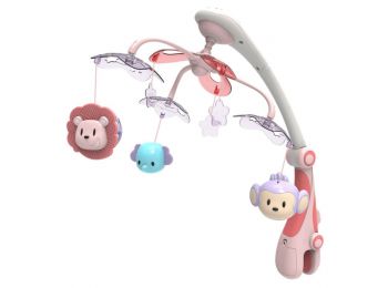 Műanyag körhinta vetítővel Baby Mix szafari rózsaszín