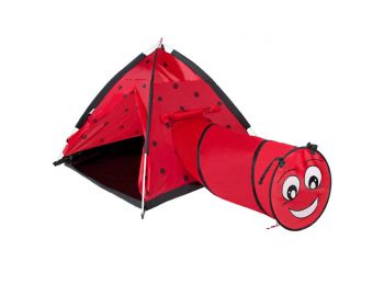 Gyermek sátor PlayTo Katica alagúttal piros