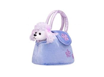 Gyermek plüss játék PlayTo kutyus táskába lila
