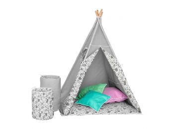 Gyermek luxus sátor felszereléssel Teepee Akuku szürke-fe