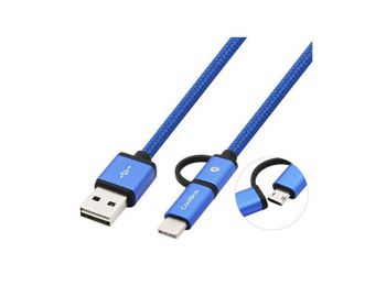 USB Kábel - Micro USB és USB C CoolBox COO-CAB-U2MC, Kék