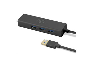 3 Portos USB Hub 1LIFE 1IFEUSBHUB3 USB 3.0 Fekete,