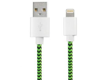 USB–Lightning Kábel Sport 1 m Zöld Fekete,