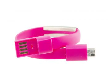 Karkötő Micro USB Kábellal 23 cm Rózsaszín,
