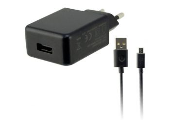 Fali töltő + Micro USB Kábel USB 2A Fekete,