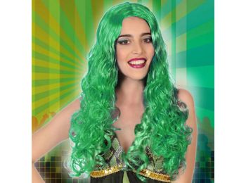 Göndör haj paróka Zöld