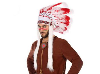 Indiai fejdísz Fehér Piros