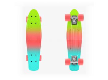 InnovaGoods Mini Cruiser Gördeszka (4 Kerekű) penny board, Minta Trikolor, zöld-eper-kék