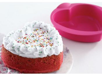 Szilikon szív sütőforma nagy pink Tupperware