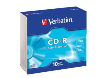 CD-R lemez, 700MB, 52x, vékony tok, VERBATIM DataLife (CDV7052V10DL)