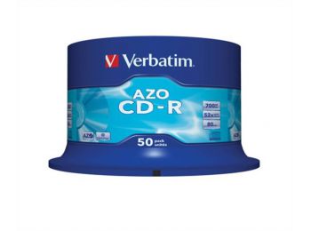 CD-R lemez, Crystal bevonat, AZO, 700MB, 52x, hengeren VERBATIM DataLife Plus (CDV7052B50)
