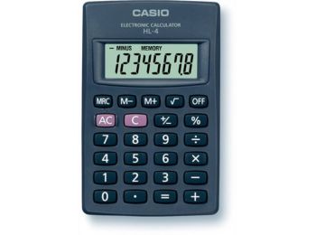 Zsebszámológép, 8 számjegy, CASIO HL-4T (GCHL4)