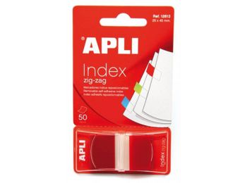 Jelölőcímke, műanyag, 50 lap, 25x45 mm, APLI, piros (LCA