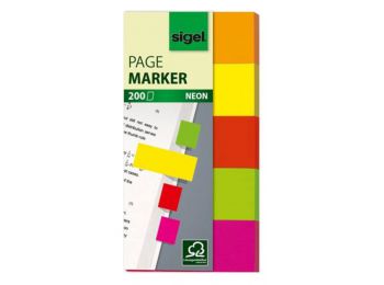 Jelölőcímke, papír, 5x40 lap, 20x50 mm, SIGEL Neon, vegyes szín (SIHN650)