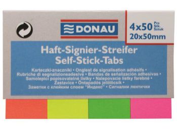 Jelölőcímke, papír, 4x50 lap, 20x50 mm, DONAU, vegyes sz
