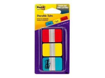 Jelölőcímke, műanyag, megerősített, 3x22 lap, 25x38 mm