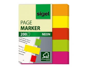 Jelölőcímke, papír, 5x40 lap, 12x50 mm, SIGEL Neon Mini, vegyes szín (SIHN655)