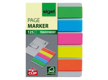 Jelölőcímke, műanyag, 5x25 lap, 12x50 mm, klippel, SIGEL