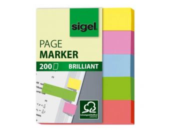 Jelölőcímke, papír, 5x40 lap, 12x50 mm, SIGEL Brilliant 