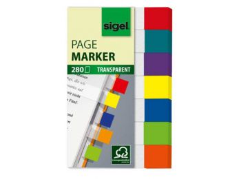 Jelölőcímke, műanyag, 7x40 lap, 12x50 mm, SIGEL Clear Mi