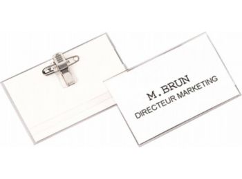 Névkitűző, csíptetővel és tűvel, 92x56 mm, FELLOWES (