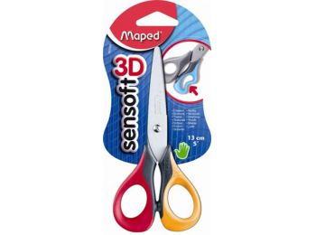 Olló, iskolai, 13 cm, MAPED Sensoft 3D, vegyes színek (IMA