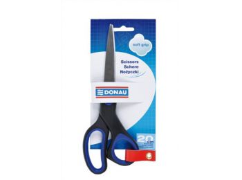 Olló, irodai, 20 cm, DONAU Soft Grip, fekete-kék (DSG20)