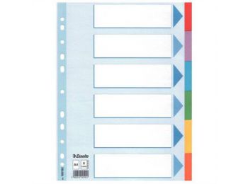 Regiszter, karton, A4, 6 részes, írható előlappal, ESSEL