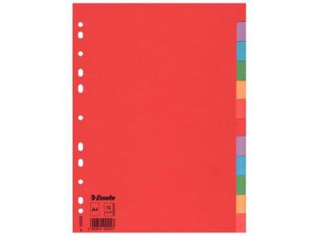 Regiszter, karton, A4, 12 részes, ESSELTE Economy, színes (E100202)
