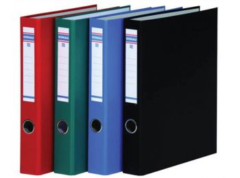 Gyűrűs könyv, 4 gyűrű, D alakú, 45 mm, A4, PP/karton, DONAU, piros (D3934P)