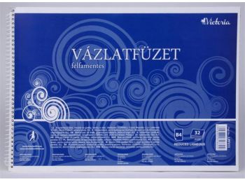 Vázlatfüzet, félfamentes, B4, spirál, 32 lap, VICTORIA (