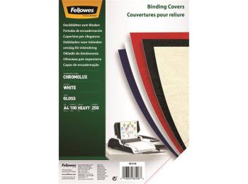 Hátlap, A4, 250 g, fényes, FELLOWES Chromolux, fehér (IFW