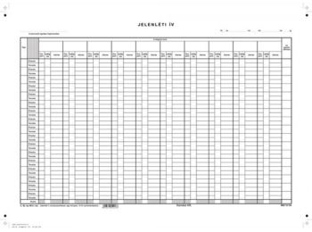 Nyomtatvány, jelenléti ív, 1 hónap-10 fő, A3, VICTORIA 