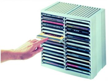 CD-tároló, automata kiemelőrendszerű, 30+18 db-os, FELLOWES Spring, platinaszürke (IFW98230)