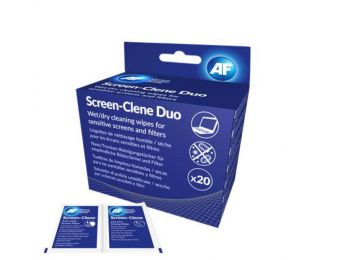 Tisztítókendő, képernyőhöz, 20 db nedves-száraz kendőpár, AF Screen-Clene Duo (TTIASCR020)