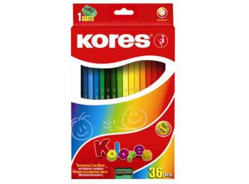 Színes ceruza készlet, hatszögletű, KORES Hexagonal, 36 különböző szín (IK100136)